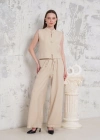 Broşlu yelek pantolon takım bej s255821