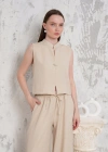 Broşlu yelek pantolon takım bej s255821