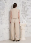 Broşlu yelek pantolon takım bej s255821
