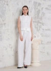 Broşlu yelek pantolon takım beyaz s255821