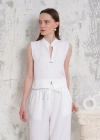 Broşlu yelek pantolon takım beyaz s255821