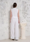 Broşlu yelek pantolon takım beyaz s255821