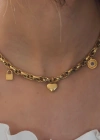 Çelik Gold Renk Kalın Zincir Model Kalp Figür Kadın Kolye
