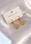 Çelik Gold Renk Kutup Yıldızı İşleme Zirkon Taşlı Kadın Küpe