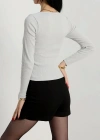 Çerçeve yaka kaşkorse bluz gri