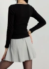 Çerçeve yaka kaşkorse bluz siyah