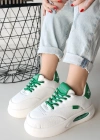 Chris Beyaz Cilt Yeşil Detaylı Bağcıklı Spor Ayakkabı