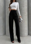Cırtlı pantolon krep siyah pt