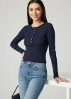 Çıtçıt Detaylı Bluz Lacivert T4343