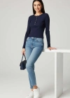 Çıtçıt Detaylı Bluz Lacivert T4343