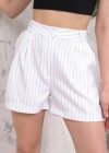 Çizgili düğmeli şort beyaz s2551251