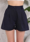 Çizgili düğmeli şort siyah s2551251