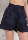 Çizgili düğmeli şort siyah s2551251