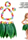 Çocuk Hawaii Kostüm Seti - Yaprak Etek & Hawaii Set - 5 Parça
