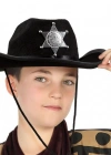 Çocuk Kovboy Şapkası Sheriff Şapkası Siyah Renk