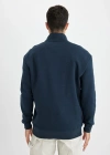 Comfort Regular Fit Rahat Kalıp Fermuarlı Dik Yaka Basic Düz Sweatshirt