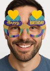Cupcake Temalı Doğum Günü Renkli Karton Happy Birthday Gözlüğü 6 Adet