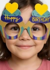 Cupcake Temalı Doğum Günü Renkli Karton Happy Birthday Gözlüğü 6 Adet