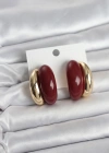 Damla Model Bordo Vintage Gold Renk Kadın Küpe