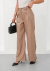 Deri geniş paça beli lastikli pantolon bej h263644
