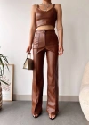 deri palazzo pantolon kahve hf