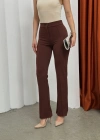 Düğmeli Palazzo pantolon kahve p170091