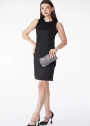 Düz Bisiklet Yaka Kadın Siyah Mini Elbise