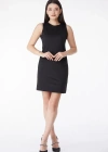 Düz Bisiklet Yaka Kadın Siyah Mini Elbise