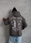 Erkek 98 Baskılı Kapşonlu Sweat - Gri