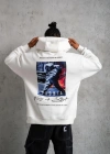 Erkek Astronot Baskılı Kapüşonlu Sweat - Beyaz