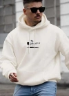 Erkek Baskılı Kapüşonlu ve Kordon İpli Sweat - Beyaz