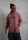 Erkek Baskılı Kapüşonlu ve Kordon İpli Sweat - Gül Kurusu