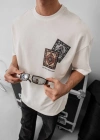 Erkek Baskılı Oversize T-shirt - Beyaz