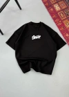 Erkek Baskılı Oversize T-shirt - Siyah