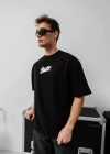 Erkek Baskılı Oversize T-shirt - Siyah