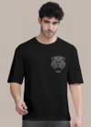 Erkek Baskılı Oversize T-shirt - Siyah