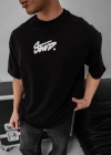 Erkek Baskılı Oversize T-shirt - Siyah