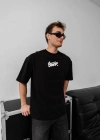 Erkek Baskılı Oversize T-shirt - Siyah