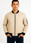 Erkek Bomber Mont Ceket – Fermuarlı, Kapitone İçi Astarlı, Su İtici Kumaş, Regular Fit, Uzun Kollu, Yandan Cepli, Bahar & Kış Rahat Günlük Stil - Bej