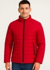 Erkek Bomber Mont Ceket – Su İtici Kumaş, Kapitone Astarlı, Fermuarlı, Kışlık - Kırmızı