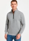 Erkek Dik Yaka Sweatshirt Dik Yaka Yarım Fermuarlı 3 İplik Şardonlu Pamuk Kumaş - Gri