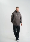 Erkek Double Oversize Kapüşonlu Sweatshirt 3 İplik Pamuklu Göğüs Nakışlı Premium Kalite – Antrasit