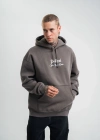 Erkek Double Oversize Kapüşonlu Sweatshirt 3 İplik Pamuklu Göğüs Nakışlı Premium Kalite – Antrasit