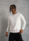 Erkek Düz Bisiklet Yaka Sweat - Beyaz