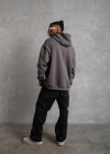 Erkek Düz Kapüşonlu Sweat - Gri