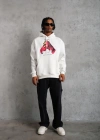 Erkek Eldiven Baskılı Kapüşonlu Sweat - Beyaz