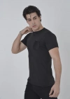 Erkek File Cepli Slim fit T-shirt - Siyah