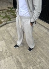 Erkek Fitilli Kadife Cepli Buggy Pantolon Oversize Rahat Kalıp - Gri