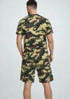 Erkek Kamuflaj Desenli Tişört Şort Takım – Regular Fit Günlük Spor 2’li Yazlık Kombin - Kamuflaj
