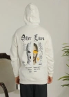 Erkek Kapşonlu Sweatshirt – Oversize Üç İplik Şardonlu Hoodie, “Other Lives” Ön & Arka Baskılı, Kanguru Cepli, Kışlık Rahat Günlük Stil - Beyaz